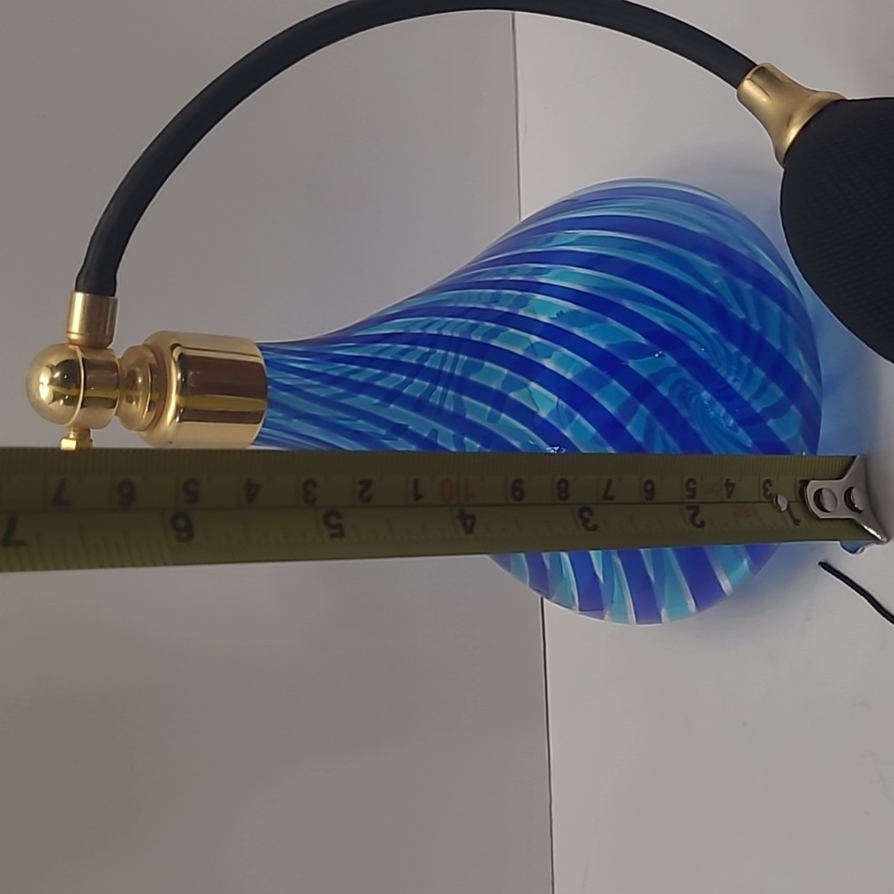 Vintage Elegant Blue Swirl Glass Perfume Atomizer - Picture 7 of 7